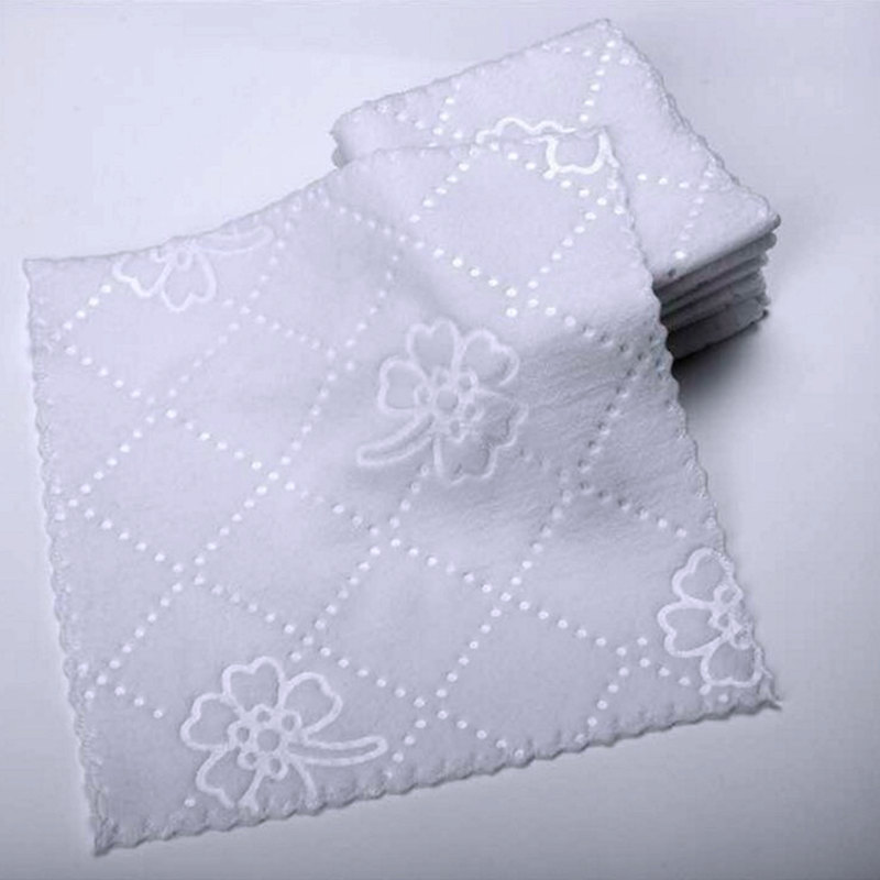 kitchen towel Cut Edge Small Tower 180G Ultrasonic Lace Fiber 23 23 Square Towel White Kitchen Disposable Hotel Wipes