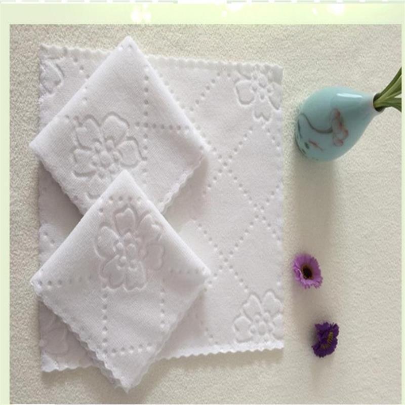 kitchen towel Cut Edge Small Tower 180G Ultrasonic Lace Fiber 23 23 Square Towel White Kitchen Disposable Hotel Wipes