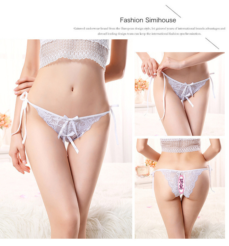 Long Night Sexy Lacing Open T-Back T-Shaped Panties Women's Transparent Large Size Sexy Lace Edge Lace Strap Underwear