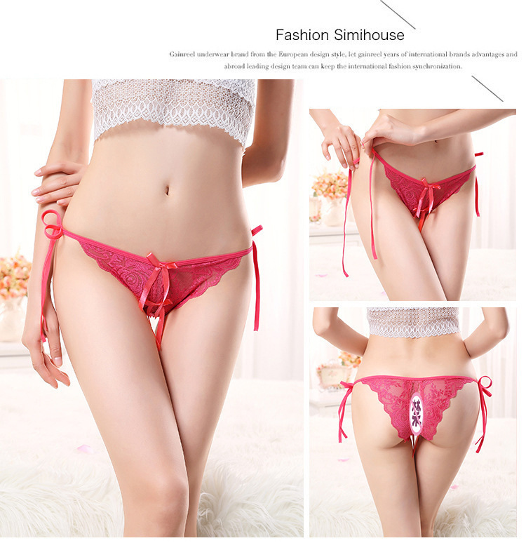 Long Night Sexy Lacing Open T-Back T-Shaped Panties Women's Transparent Large Size Sexy Lace Edge Lace Strap Underwear