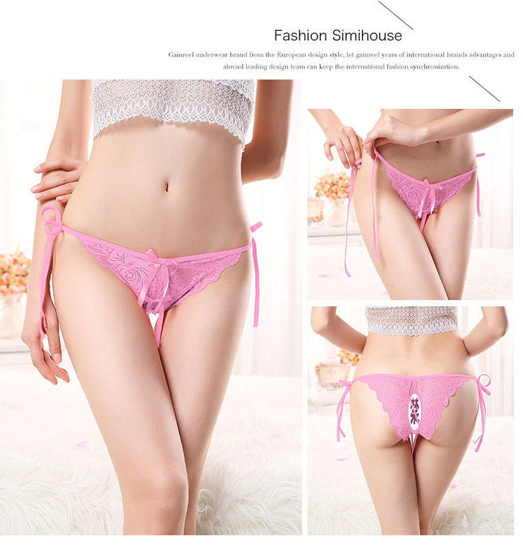 Long Night Sexy Lacing Open T-Back T-Shaped Panties Women's Transparent Large Size Sexy Lace Edge Lace Strap Underwear