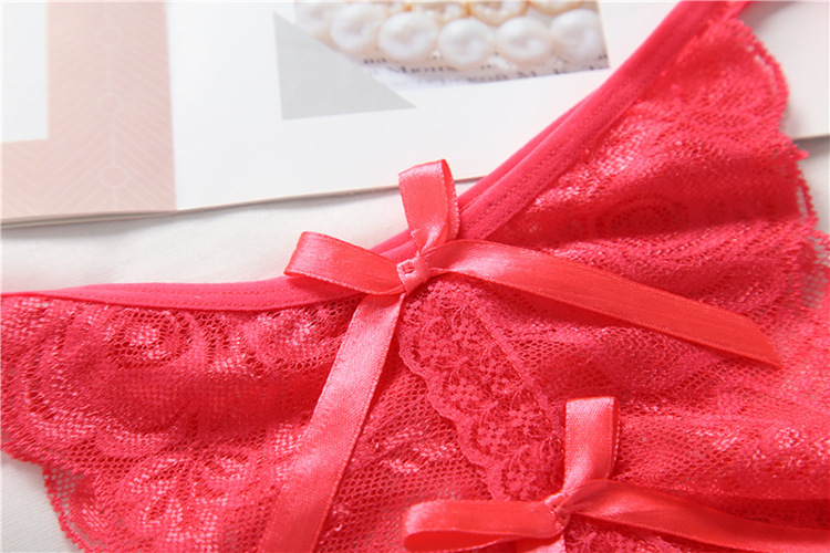Long Night Sexy Lacing Open T-Back T-Shaped Panties Women's Transparent Large Size Sexy Lace Edge Lace Strap Underwear