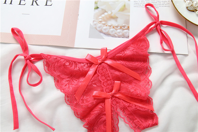 Long Night Sexy Lacing Open T-Back T-Shaped Panties Women's Transparent Large Size Sexy Lace Edge Lace Strap Underwear