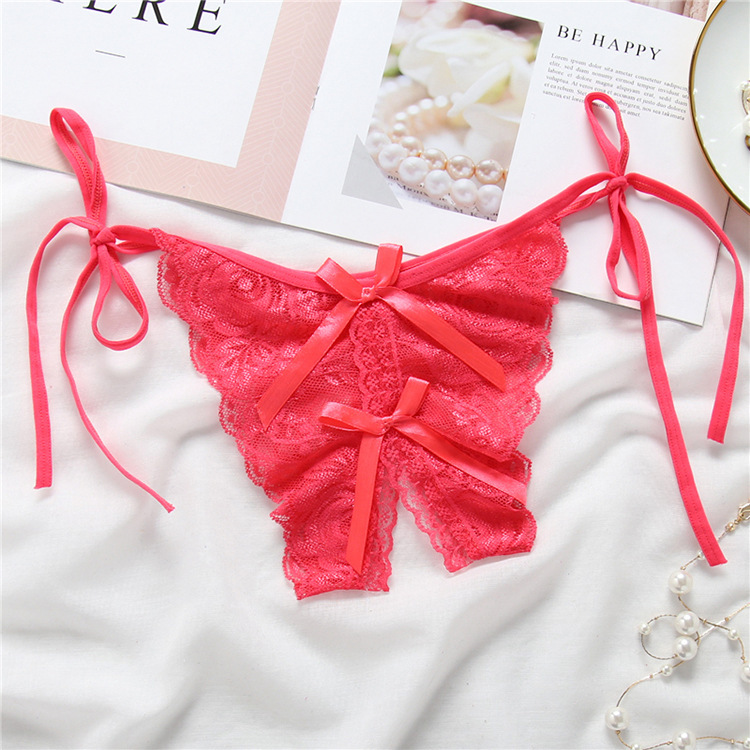 Long Night Sexy Lacing Open T-Back T-Shaped Panties Women's Transparent Large Size Sexy Lace Edge Lace Strap Underwear