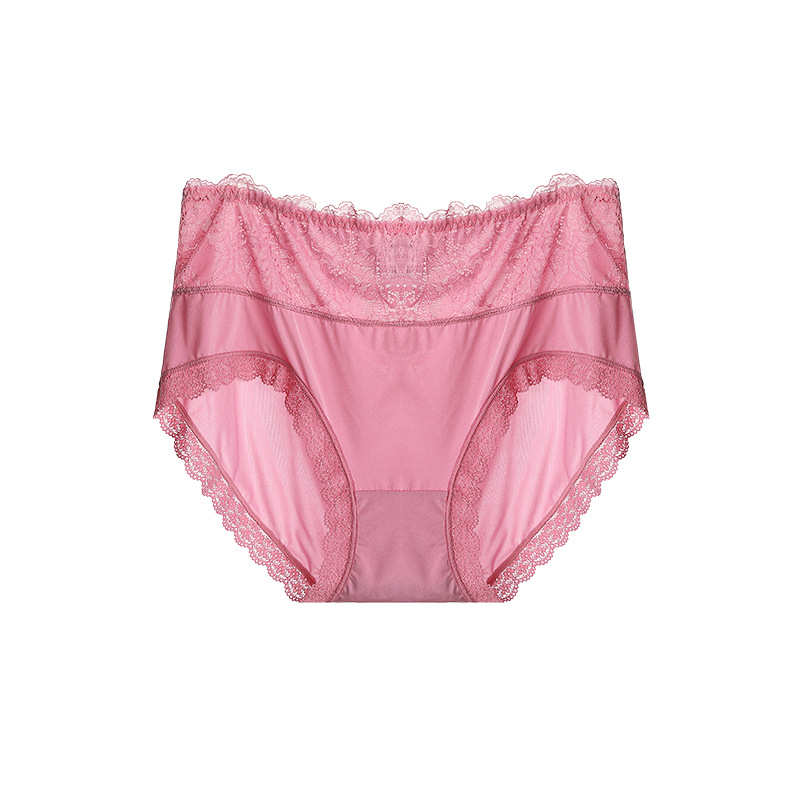 Extra Large plusSized Mommy&#039;s Pants High Waist Ice Silk Ladies Underwear Briefs Lace Edge Large Size Underwear for Women