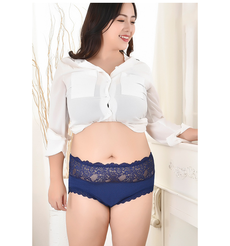 Extra Large plusSized Mommy's Pants High Waist Ice Silk Ladies Underwear Briefs Lace Edge Large Size Underwear for Women