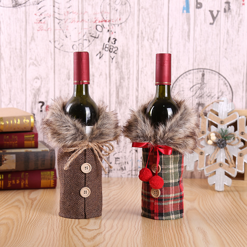 United States the new bottle set of Christmas glories bowknot props manufacturers selling linen bottle set of holiday