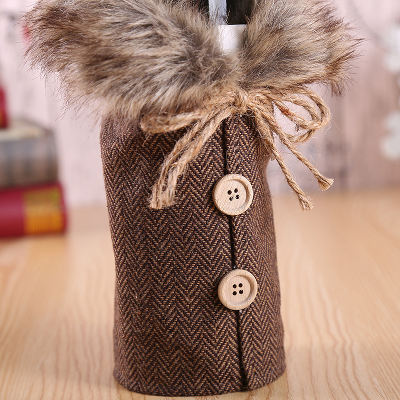 United States the new bottle set of Christmas glories bowknot props manufacturers selling linen bottle set of holiday