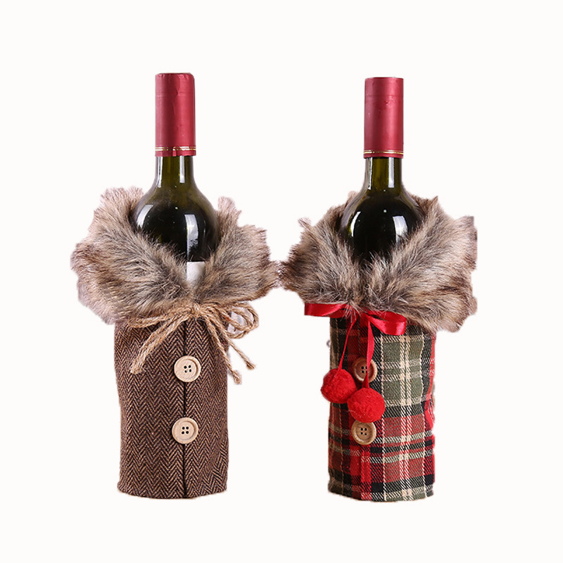 United States the new bottle set of Christmas glories bowknot props manufacturers selling linen bottle set of holiday