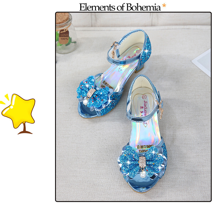 2021 New Frozen Dream Girls High Heel Shoes Children's Princess Sandals Bowknot Children's Shoes Crystal Heel Shoes 2021 New Frozen Dream Girls High Heel Shoes Children's Princess Sandals Bowknot Children's Shoes Crystal Heel Shoes