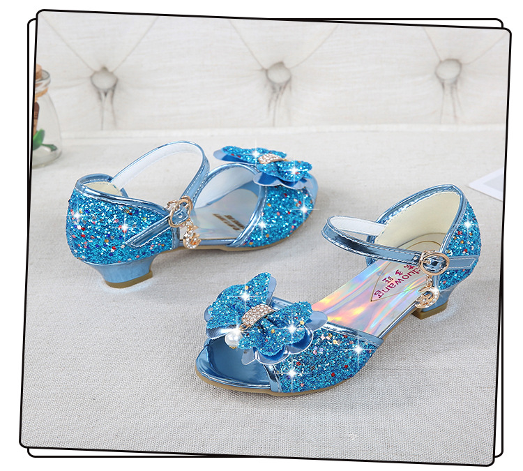 2021 New Frozen Dream Girls High Heel Shoes Children's Princess Sandals Bowknot Children's Shoes Crystal Heel Shoes 2021 New Frozen Dream Girls High Heel Shoes Children's Princess Sandals Bowknot Children's Shoes Crystal Heel Shoes