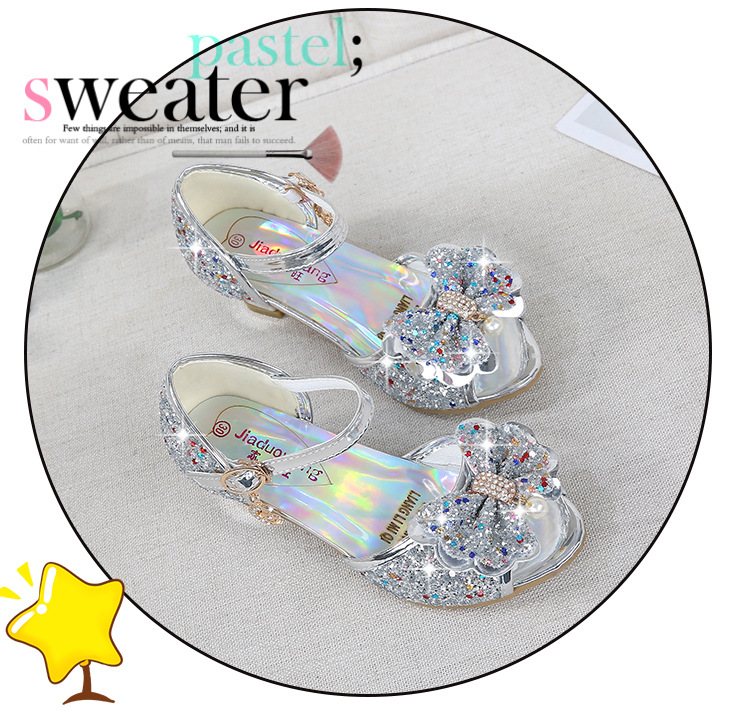 2021 New Frozen Dream Girls High Heel Shoes Children's Princess Sandals Bowknot Children's Shoes Crystal Heel Shoes 2021 New Frozen Dream Girls High Heel Shoes Children's Princess Sandals Bowknot Children's Shoes Crystal Heel Shoes