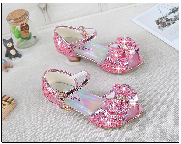 2021 New Frozen Dream Girls High Heel Shoes Children's Princess Sandals Bowknot Children's Shoes Crystal Heel Shoes 2021 New Frozen Dream Girls High Heel Shoes Children's Princess Sandals Bowknot Children's Shoes Crystal Heel Shoes
