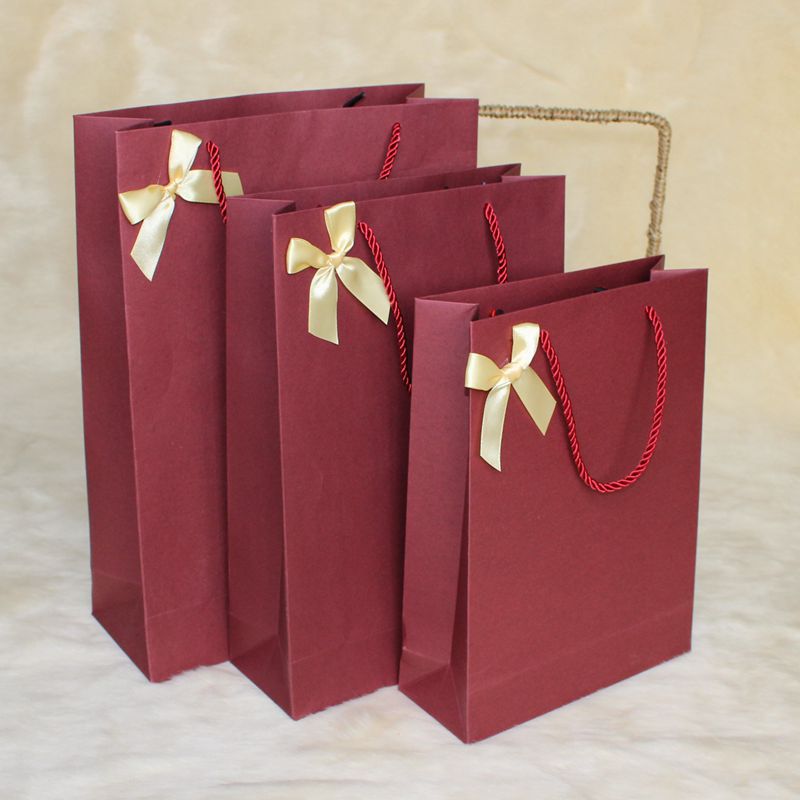 INS Style Gift Bag Portable Paper Bag High-End Exquisite Bowknot Shopping Large Vertical In Stock