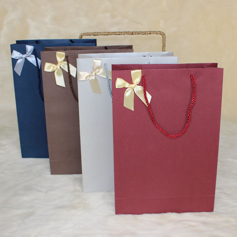 INS Style Gift Bag Portable Paper Bag High-End Exquisite Bowknot Shopping Large Vertical In Stock