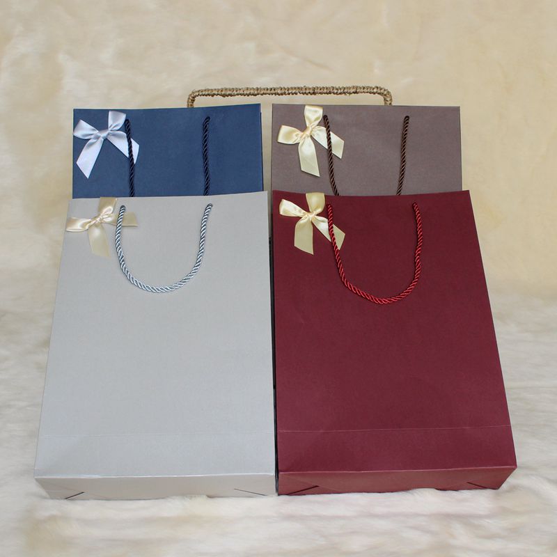 INS Style Gift Bag Portable Paper Bag High-End Exquisite Bowknot Shopping Large Vertical In Stock