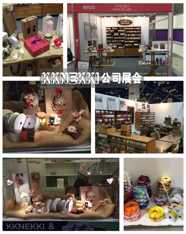 Factory in Stock Wholesale Korean Vertical Stripes Cotton Linen with Flowers Packaging Bowknot Printing Ribbon
