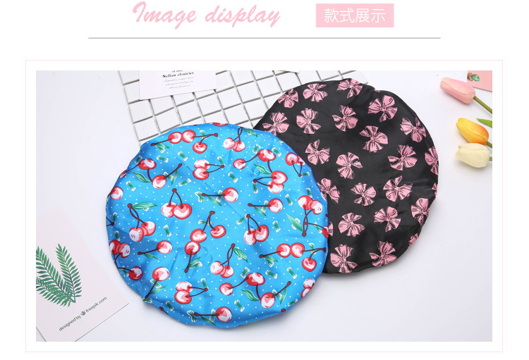 Double color cloth waterproof shower cap thickened adult lady's shower cap bowknot shower cap Kitchen cap