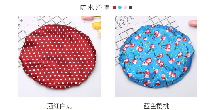Double color cloth waterproof shower cap thickened adult lady's shower cap bowknot shower cap Kitchen cap