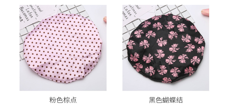 Double color cloth waterproof shower cap thickened adult lady's shower cap bowknot shower cap Kitchen cap