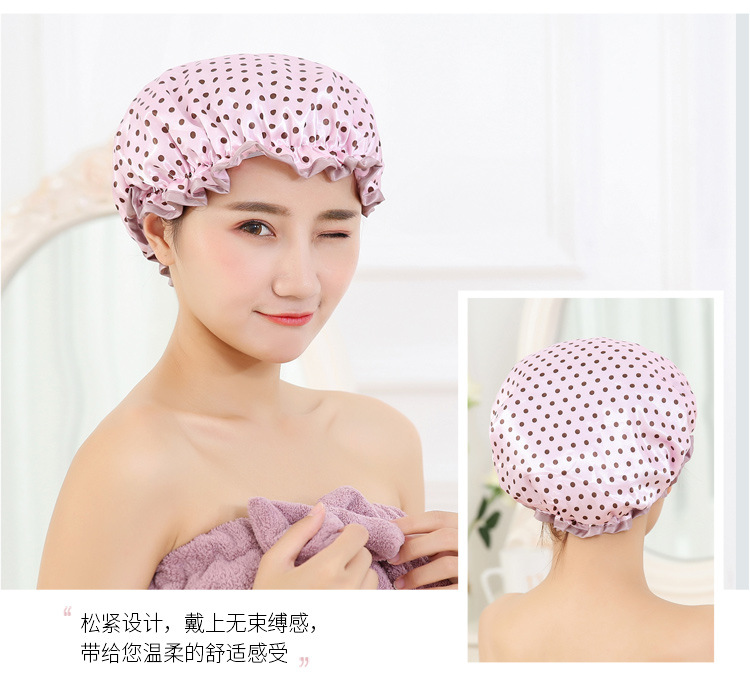 Double color cloth waterproof shower cap thickened adult lady's shower cap bowknot shower cap Kitchen cap