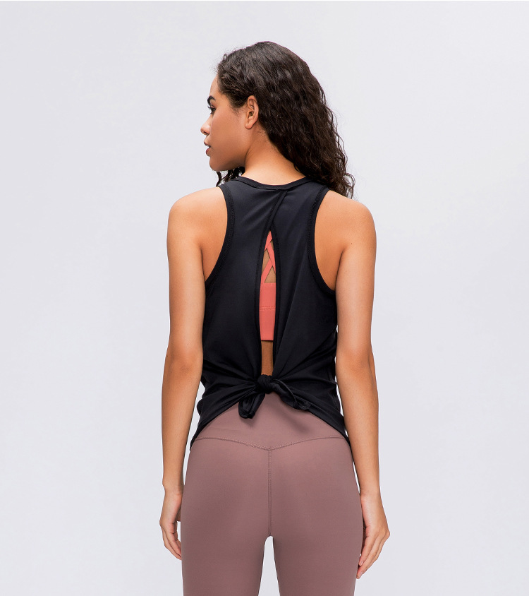 New nude Skin - Friendly Vest Female Bowknot Beautiful back Loose Breathable running Sport Dependent