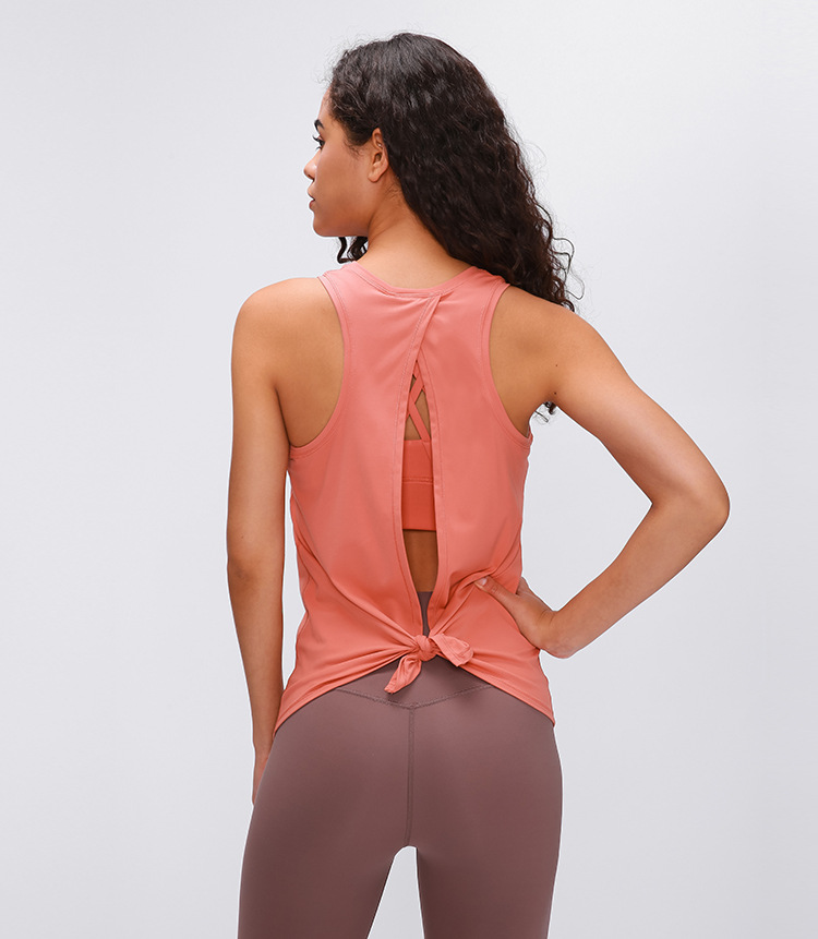 New nude Skin - Friendly Vest Female Bowknot Beautiful back Loose Breathable running Sport Dependent