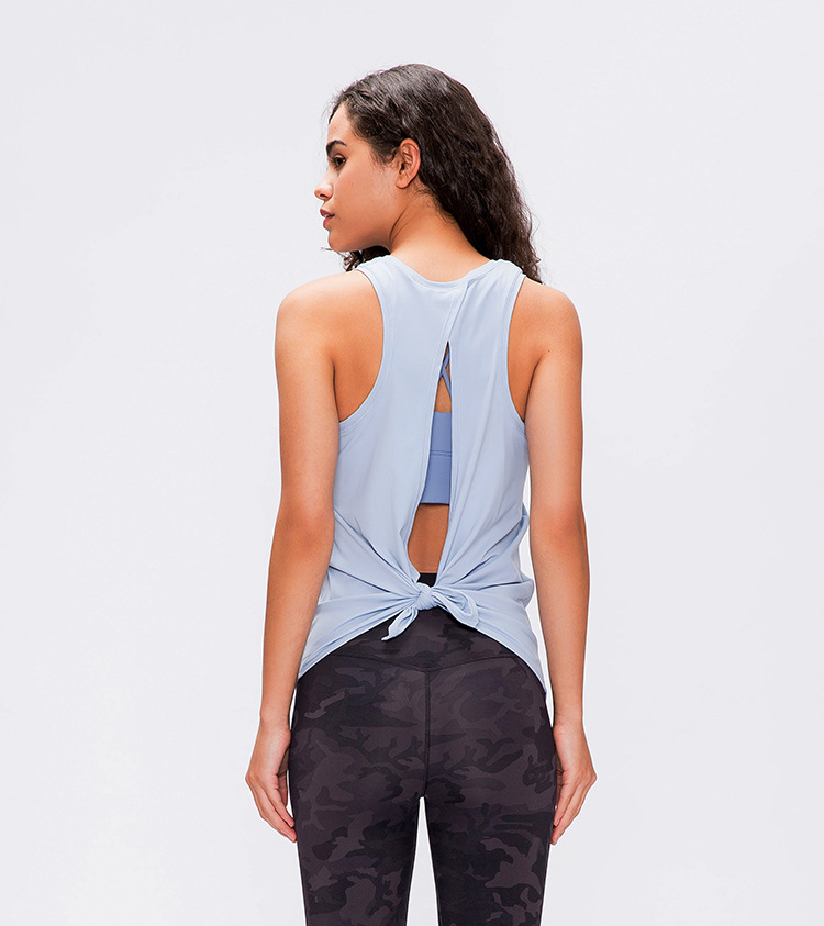 New nude Skin - Friendly Vest Female Bowknot Beautiful back Loose Breathable running Sport Dependent