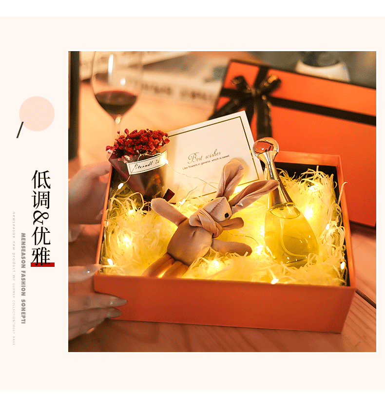 Bowknot Mother's Day Gift Box Orange Hand Gift Box Towel Lipstick Gift Gift Box Customization