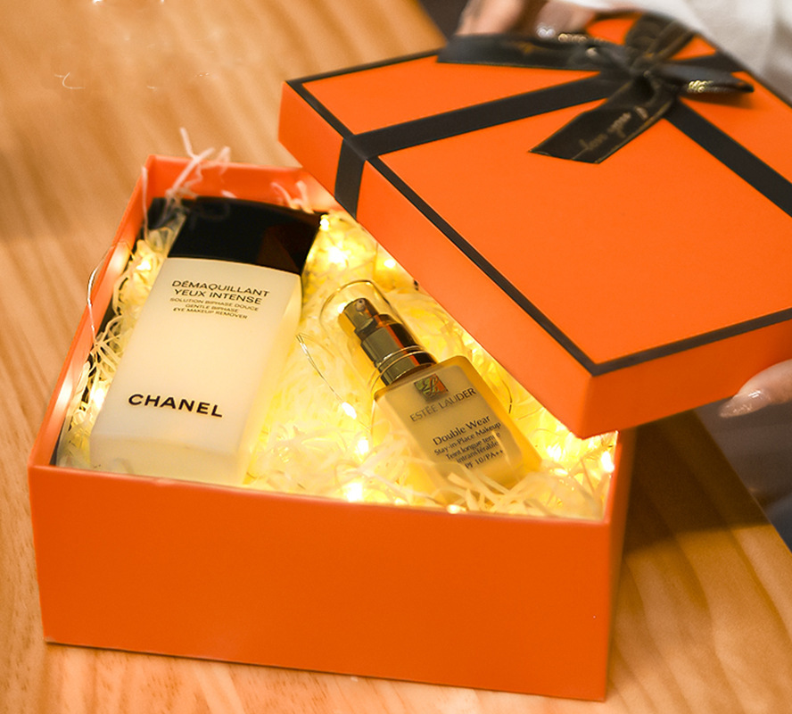 Bowknot Mother's Day Gift Box Orange Hand Gift Box Towel Lipstick Gift Gift Box Customization