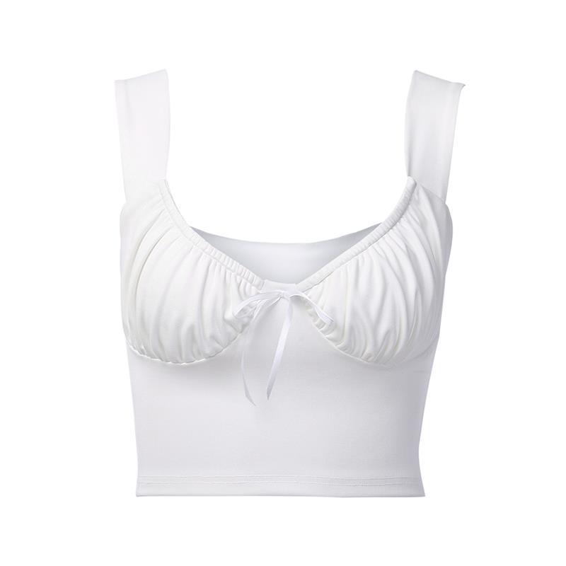 and American Crossborder 2020 Summer Hot Style Women&#039;s Sexy Bowknot Pleated Condole Belt U neck Small Vest Manufacturers