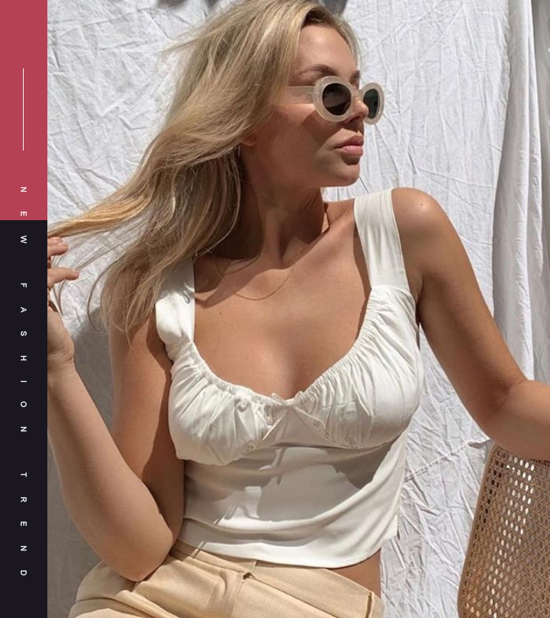 and American Crossborder 2020 Summer Hot Style Women's Sexy Bowknot Pleated Condole Belt U neck Small Vest Manufacturers