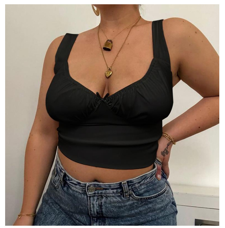 and American Crossborder 2020 Summer Hot Style Women's Sexy Bowknot Pleated Condole Belt U neck Small Vest Manufacturers