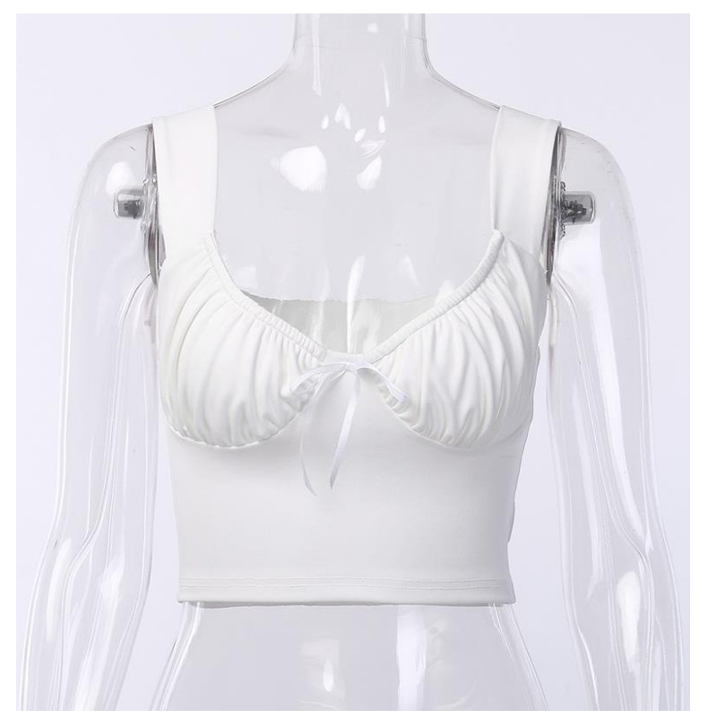 and American Crossborder 2020 Summer Hot Style Women's Sexy Bowknot Pleated Condole Belt U neck Small Vest Manufacturers