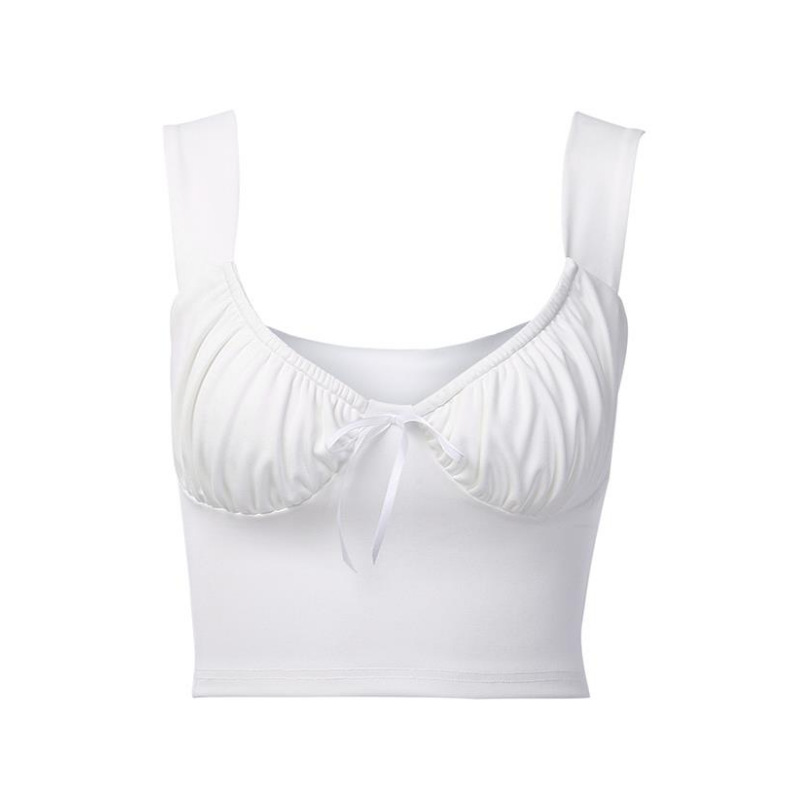 and American Crossborder 2020 Summer Hot Style Women's Sexy Bowknot Pleated Condole Belt U neck Small Vest Manufacturers