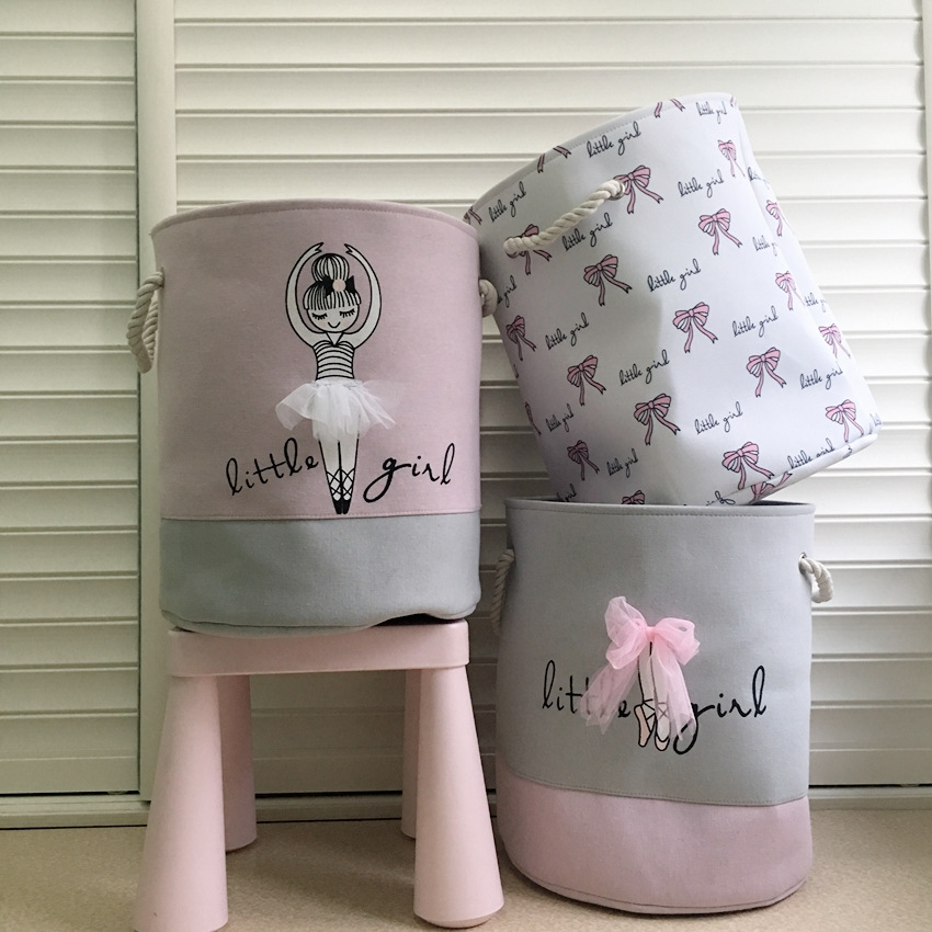 The manufacturer directly provides a hot style Instagram Copyright Shoe Bowknot for girls Canvas Storage Basket