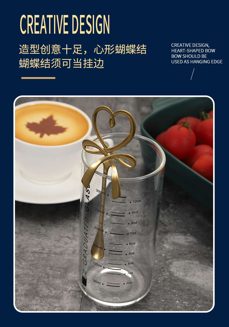 304 Stainless Steel Creative Bowknot Spoon Golden Spoon Coffee Spoon Stirring Spoon Ice Bar Music Bar Spoon Gift Spoon