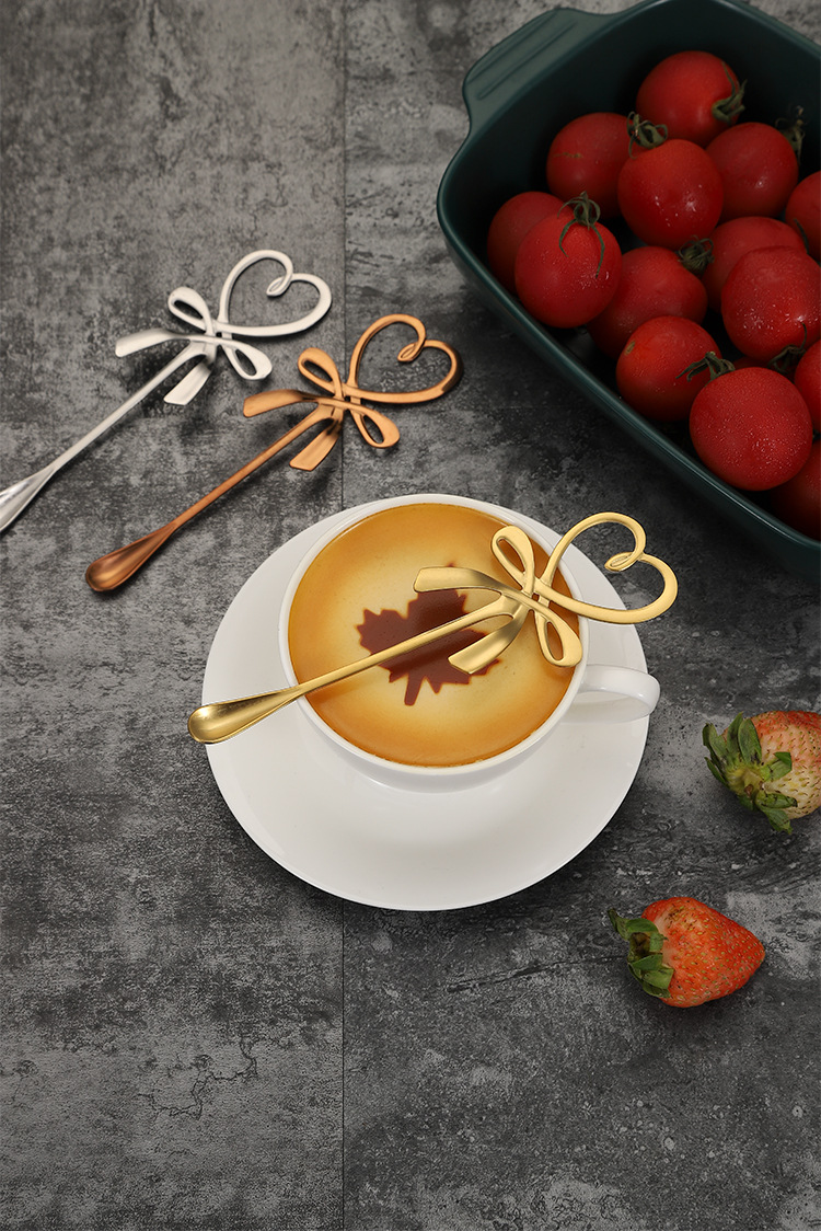 304 Stainless Steel Creative Bowknot Spoon Golden Spoon Coffee Spoon Stirring Spoon Ice Bar Music Bar Spoon Gift Spoon