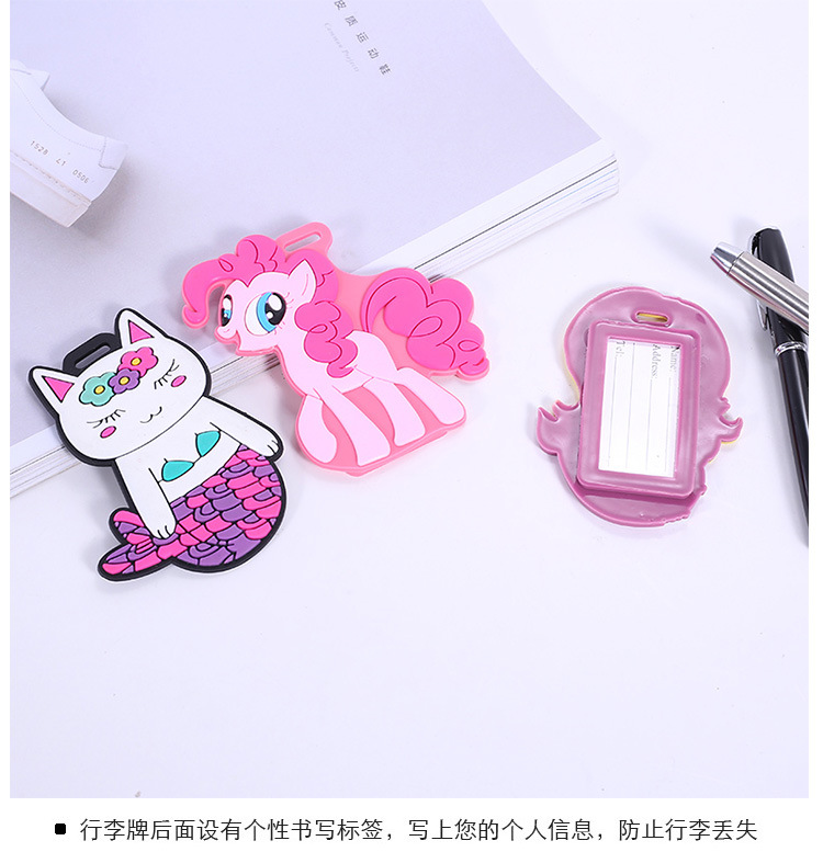 Cartoon PVC luggage tag silicon luggage tag travel card silica gel boarding card mermaid rainbow luggage bag accessories Cartoon PVC luggage tag silicon luggage tag travel card silica gel boarding card mermaid rainbow luggage bag accessories