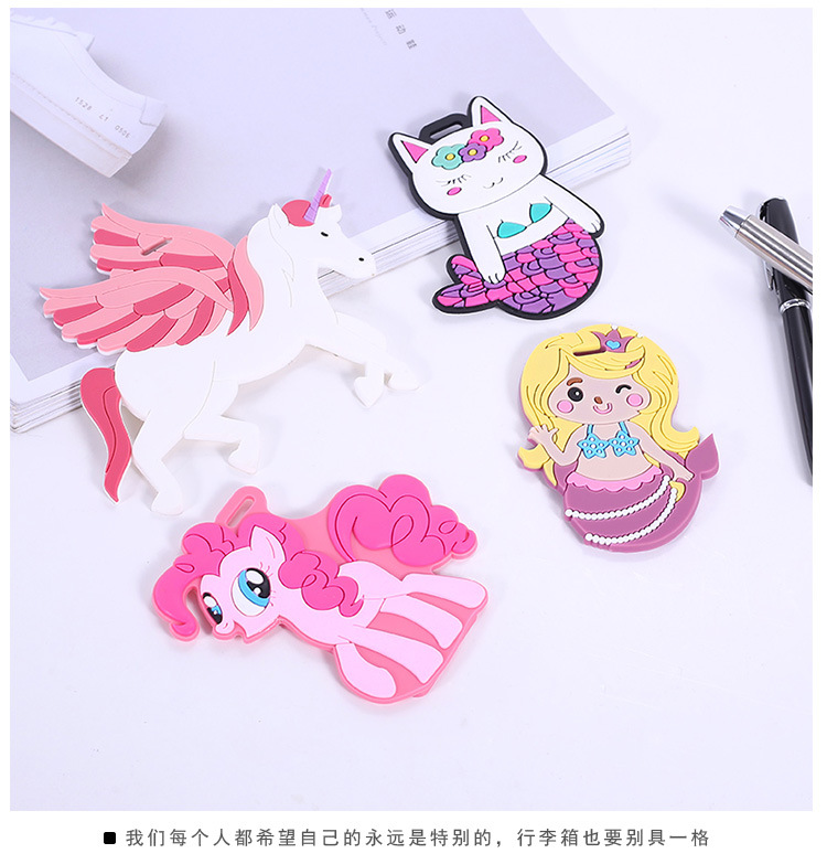 Cartoon PVC luggage tag silicon luggage tag travel card silica gel boarding card mermaid rainbow luggage bag accessories Cartoon PVC luggage tag silicon luggage tag travel card silica gel boarding card mermaid rainbow luggage bag accessories