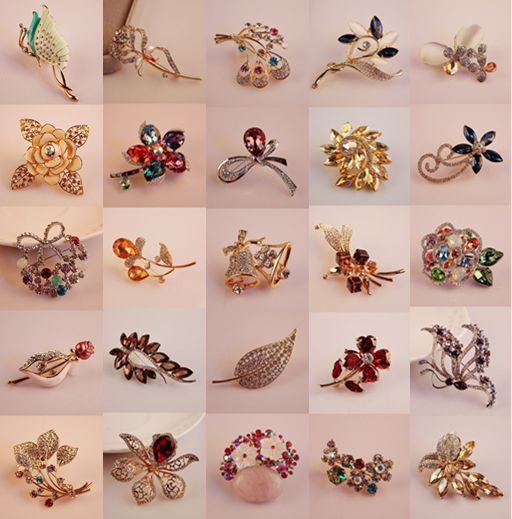 Boutique Luxury Color-Preserving Electroplating Ornament Silk Scarf Buckle Pin European and American Large Zircon Full Diamond Brooch Mixed Batch 10 Yuan Store