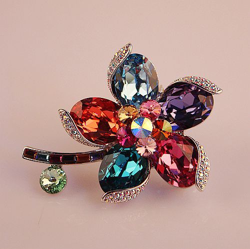 Boutique Luxury Color-Preserving Electroplating Ornament Silk Scarf Buckle Pin European and American Large Zircon Full Diamond Brooch Mixed Batch 10 Yuan Store