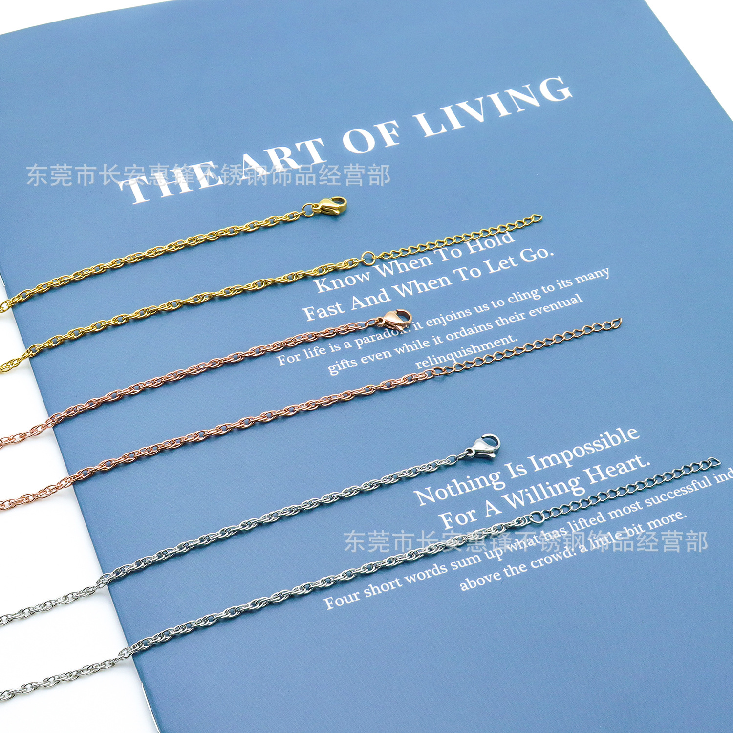European and American Style Double Buckle Cross Necklace Titanium Steel Welding Port Double Cross Vacuum Electroplating Stainless Steel Clavicle Chain Sweater Chain