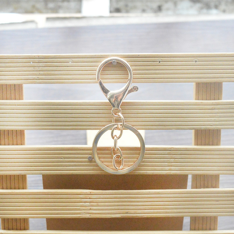 Metal Electroplating Keychain 8-Word Chain Three-Piece Key Chain Ornament Accessories Lobster Buckle Wholesale