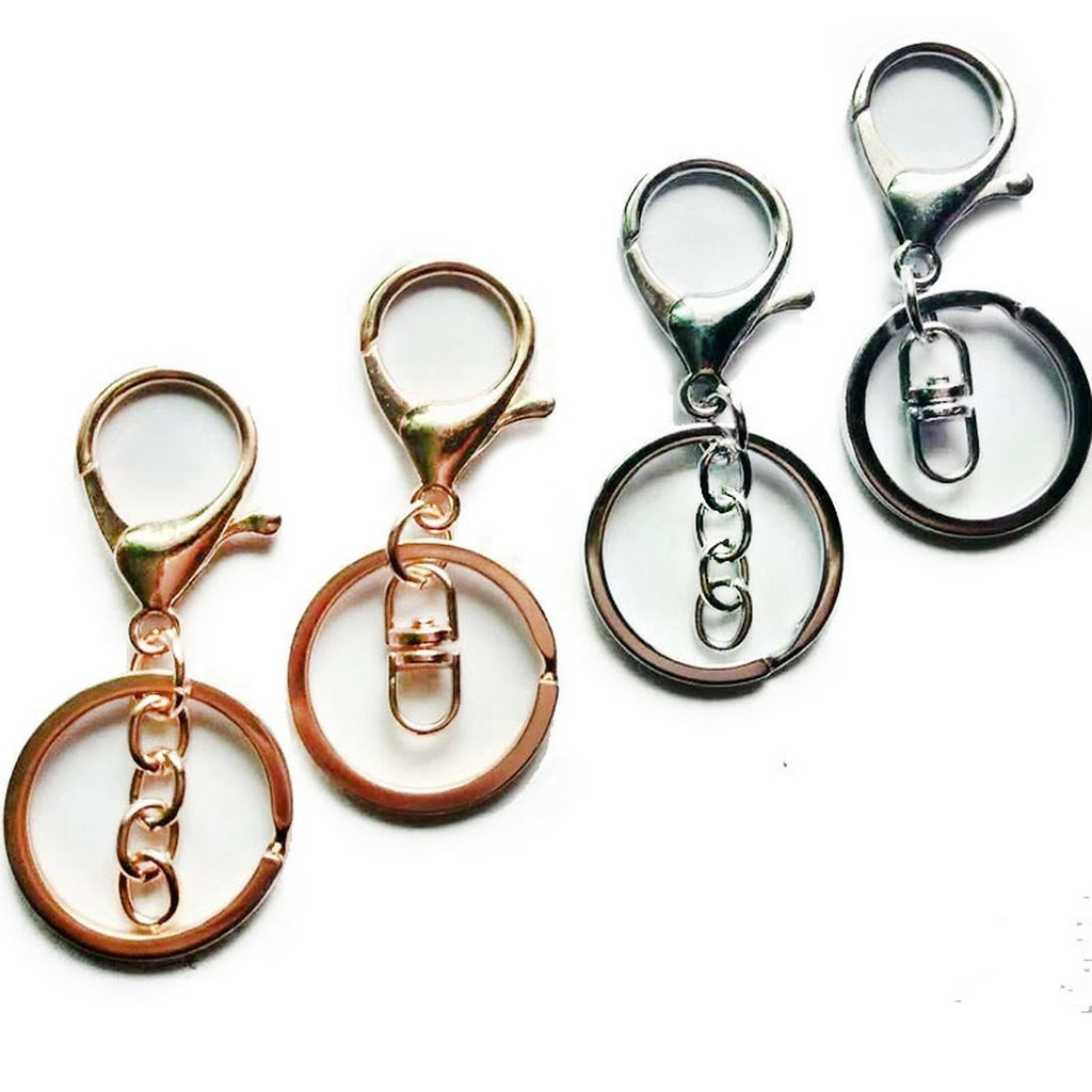 Metal Electroplating Keychain 8-Word Chain Three-Piece Key Chain Ornament Accessories Lobster Buckle Wholesale