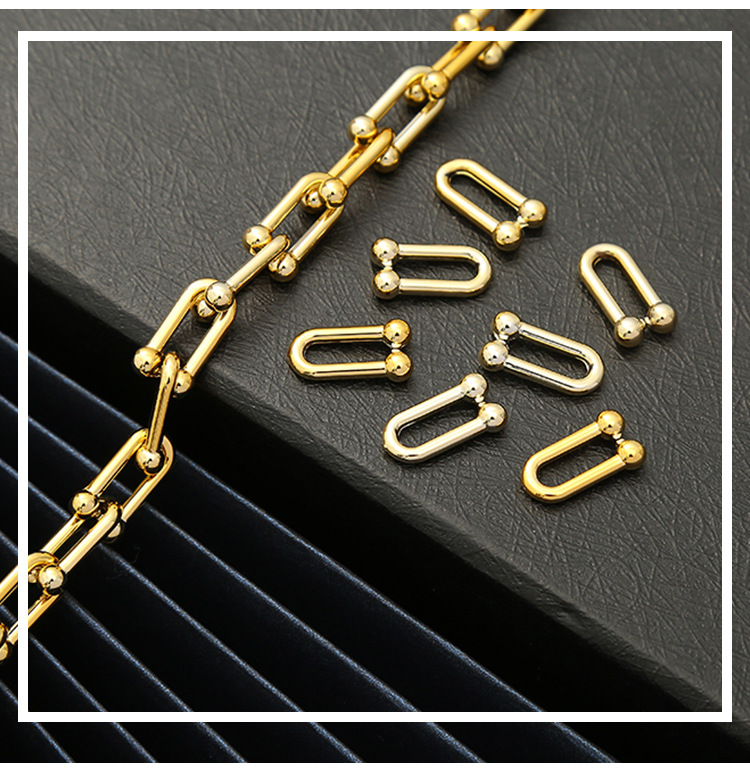 Open Chain Acrylic Chain U-Shaped Connecting Shackle Bamboo Joint Chain Buckle Earrings Ring Buckle Uvkc Electroplating Wholesale