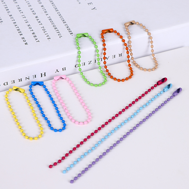 Metal Copper Iron Stainless Steel Lanyard Bead Necklace Lanyard Ball Chain Bead Necklace Color Bead Necklace Electroplating round Beads Buckle Tag Jewelry Chain