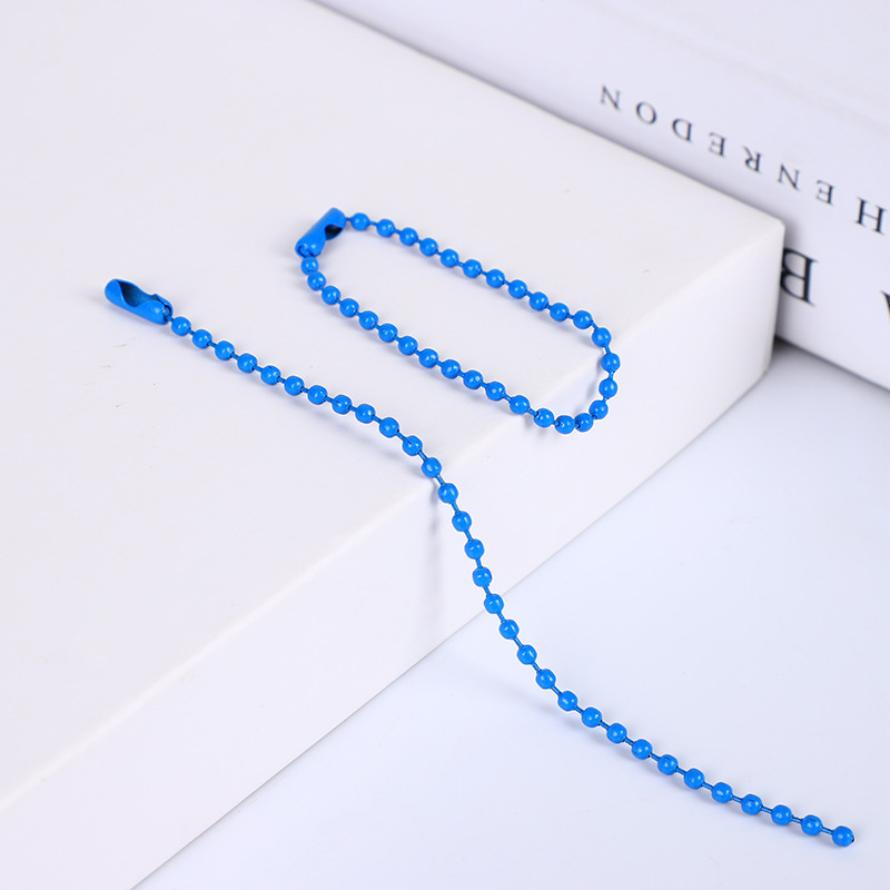 Metal Copper Iron Stainless Steel Lanyard Bead Necklace Lanyard Ball Chain Bead Necklace Color Bead Necklace Electroplating round Beads Buckle Tag Jewelry Chain