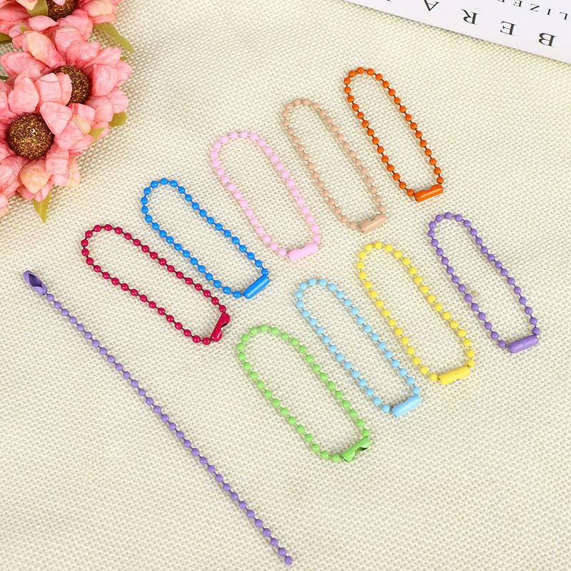 Metal Copper Iron Stainless Steel Lanyard Bead Necklace Lanyard Ball Chain Bead Necklace Color Bead Necklace Electroplating round Beads Buckle Tag Jewelry Chain