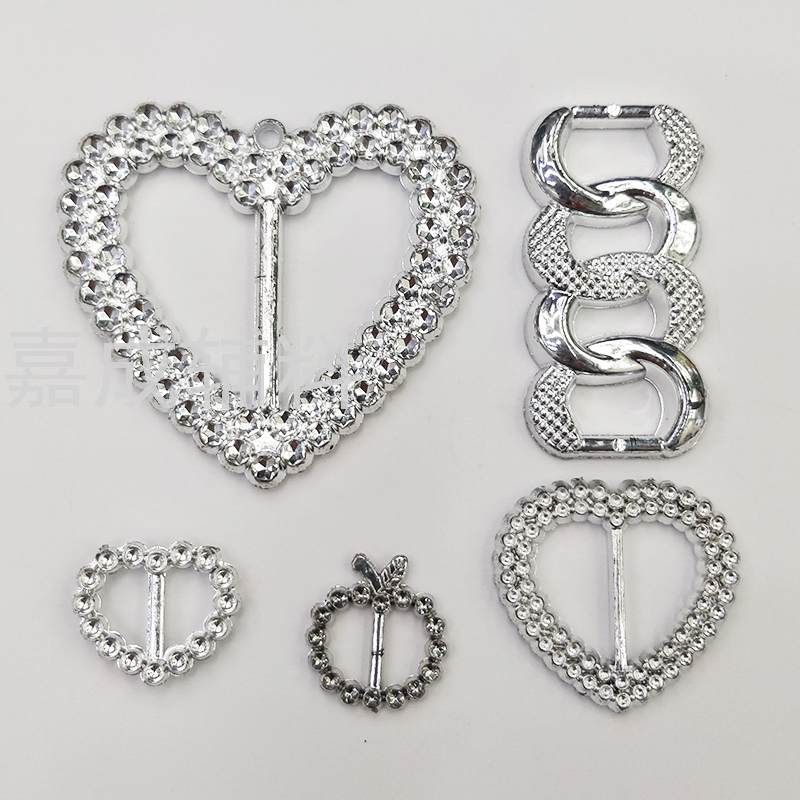 Belt Buckle Skirt Button ABS Electroplating Buckle Three-Gear Buckle Japanese Buckle Electroplated Silver Decorative 